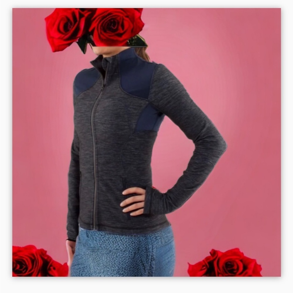 Lululemon Forme Jacket in reversible slub denim inkwell / inkwell NWOT- Sz 6 - Picture 8 of 13